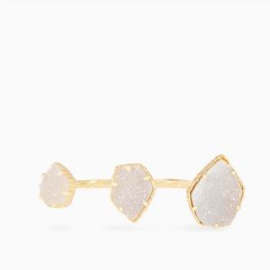 NEW KENDRA SCOTT Naomi Gold Double Ring in Iridescent Drusy